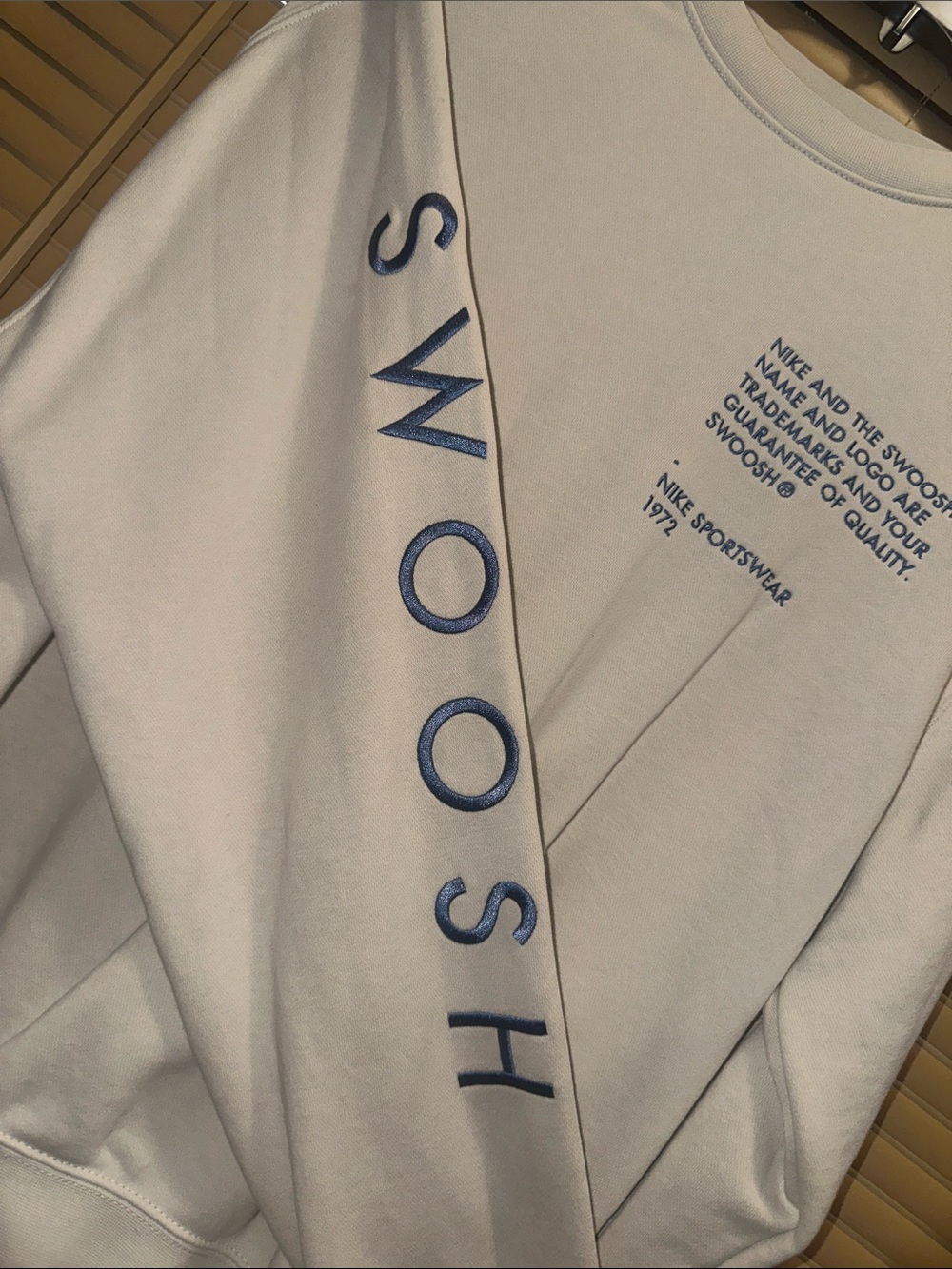 Nike White Crewneck Sweatshirt with Blue Chest Text - Picture 4 of 4